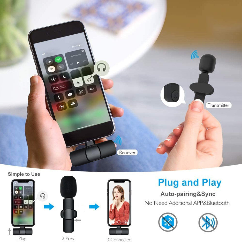 Portable Wireless Lavalier Microphone for iPhone & Android - Long Battery Life for Live Broadcasts and Gaming