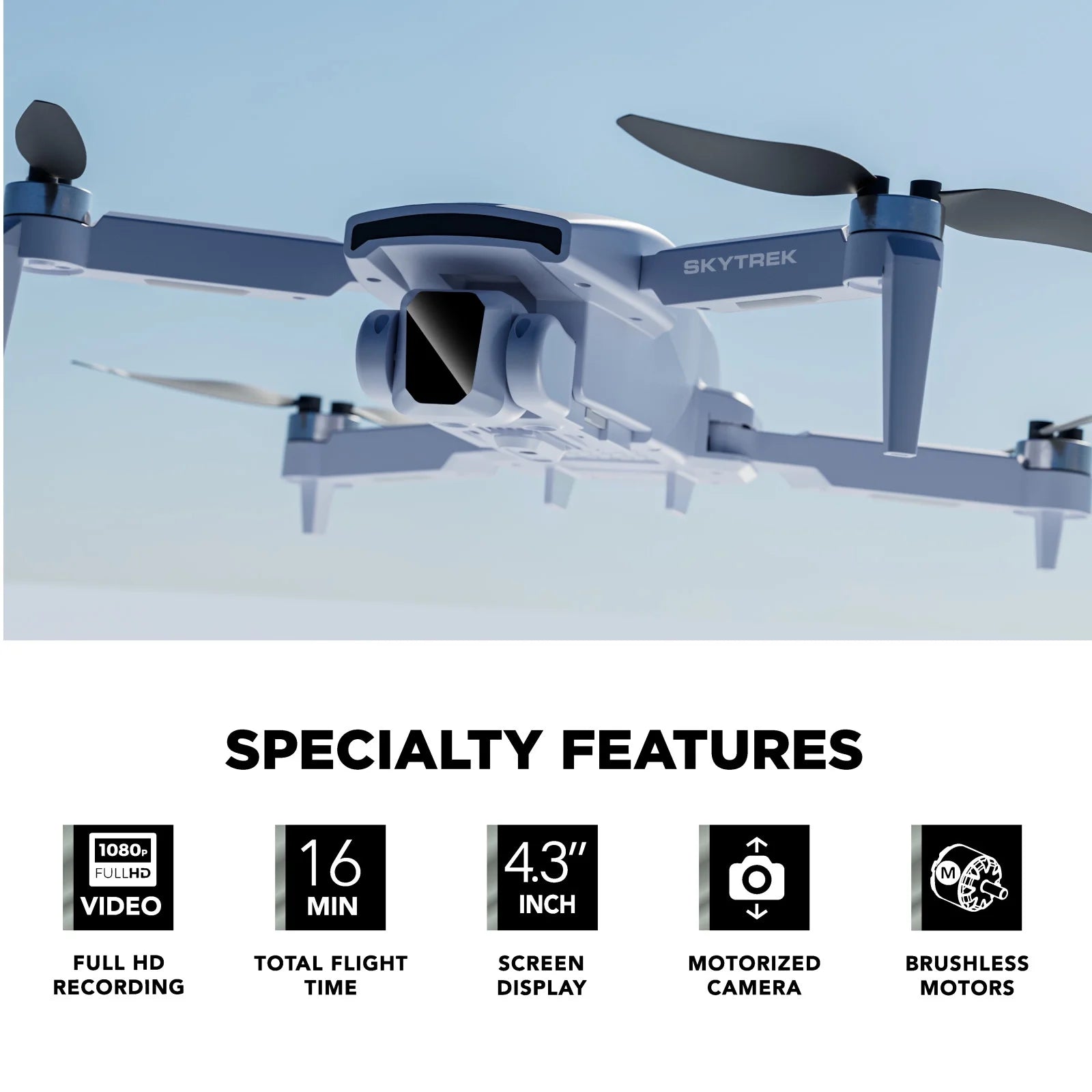 Skytrek GPS Foldable Video Drone with 1080P HD Camera, 2.8” Live Video Controller, Brushless Motors, Auto Return, and Travel Carry Case, Drone for Beginners, Aerial Photography, and Outdoor