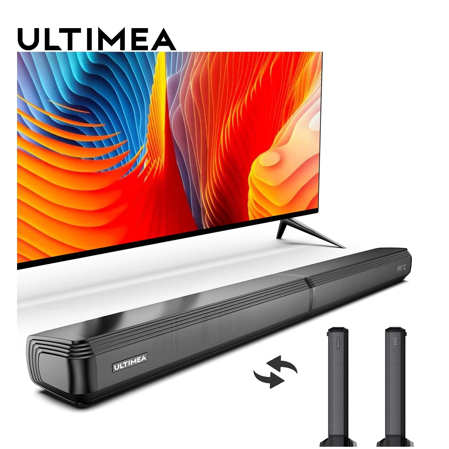 2.2Ch Soundbar for TV, Peak Power 100W, 2-In-1 Detachable Bluetooth 5.3 Soundbar for TV, 3 EQ Modes, Bass Adjustable