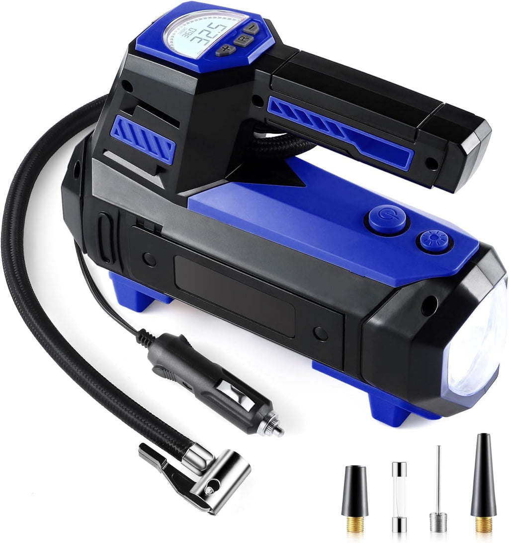 Tire Inflator Portable Air Compressor for Car Tires - Car Accessories, 12V DC Air Pump with Digital Tire Pressure Gauge, Max 150PSI with Emergency LED Lights for Car, Camper, RV, Truck