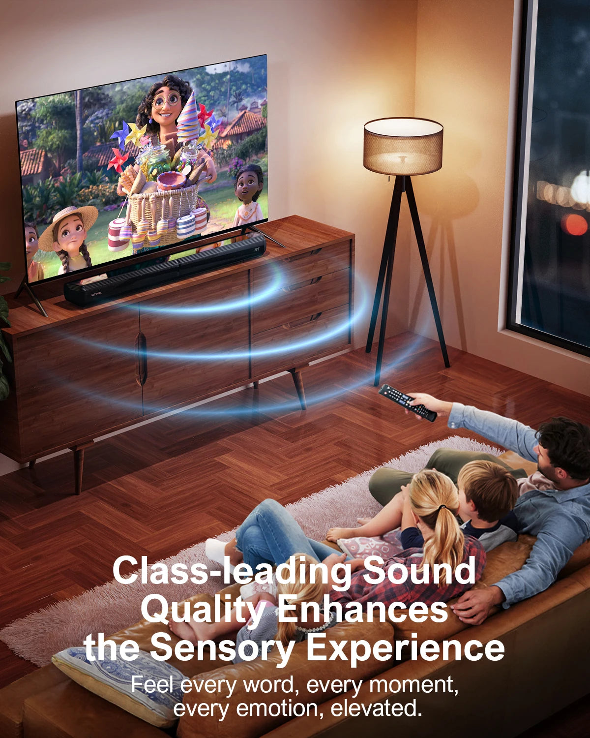 2.2Ch Soundbar for TV, Peak Power 100W, 2-In-1 Detachable Bluetooth 5.3 Soundbar for TV, 3 EQ Modes, Bass Adjustable