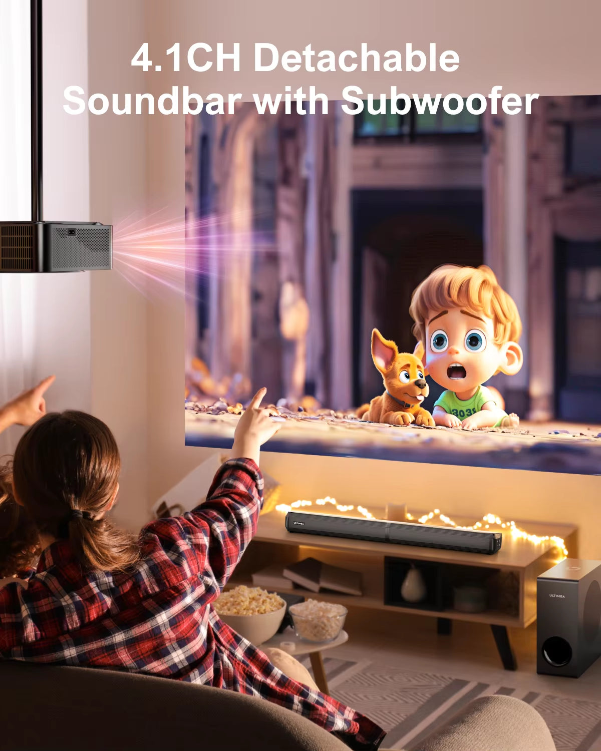 200W 4.1Ch Soundbar with Subwoofer,2-In-1 Detachable Bluetooth 5.3 Soundbar for Smart Tv,Home Theater Bluetooth Speakers