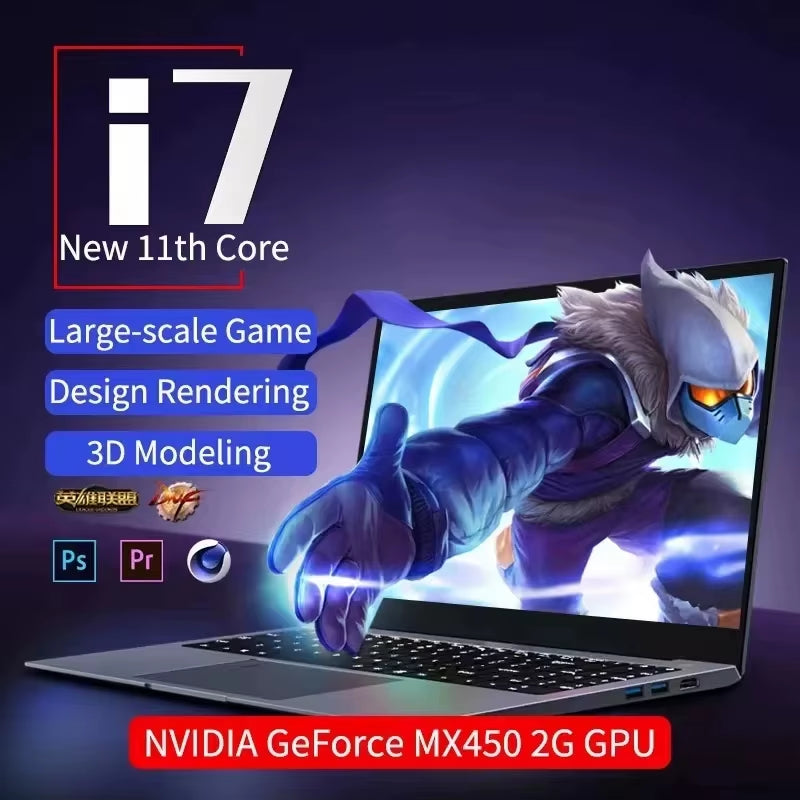 2025 New Ultraslim Dedicated Gaming Laptop 15.6 Inch Intel Core I7-1260+Mx550 4Gvideo  RAM Fingerprint Office Notebook