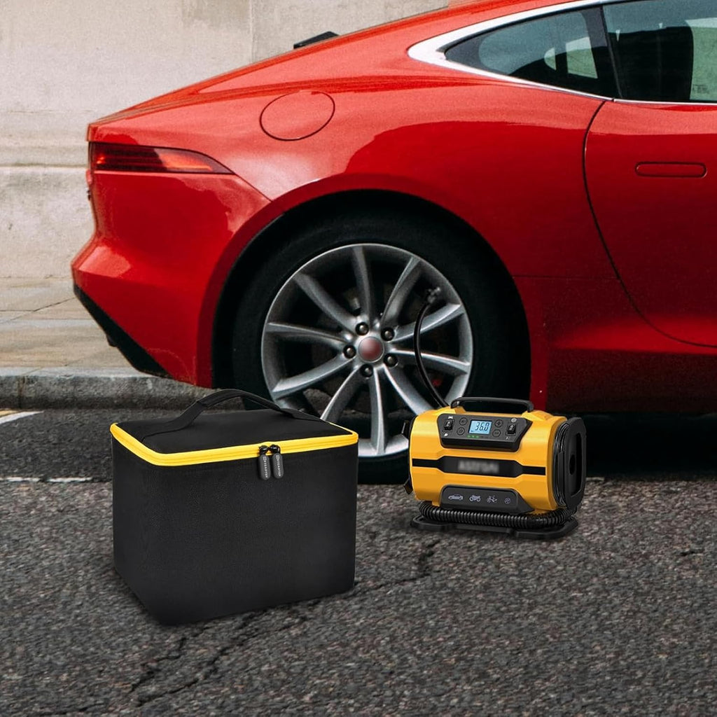 Premium Air Compressor Storage Bag - Compatible with Astroai Tire Inflator, Perfect for 150PSI 12V DC/110V AC Pumps, Convenient Carrying Case for Accessories (Black)