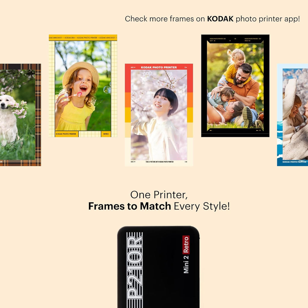 Mini 2 Retro 4PASS Portable Photo Printer (2.1X3.4 Inches) + 8 Sheets, Black