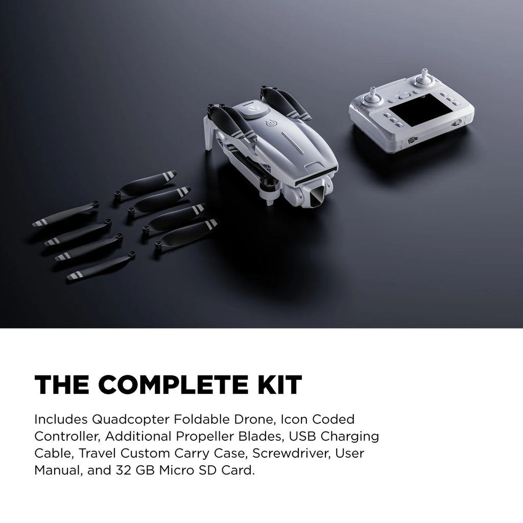 Skytrek GPS Foldable Video Drone with 1080P HD Camera, 2.8” Live Video Controller, Brushless Motors, Auto Return, and Travel Carry Case, Drone for Beginners, Aerial Photography, and Outdoor